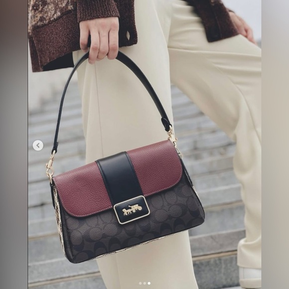 NWT - COACH Grace Shoulder Bag In Signature Canvas- CC066 Brown Black $498